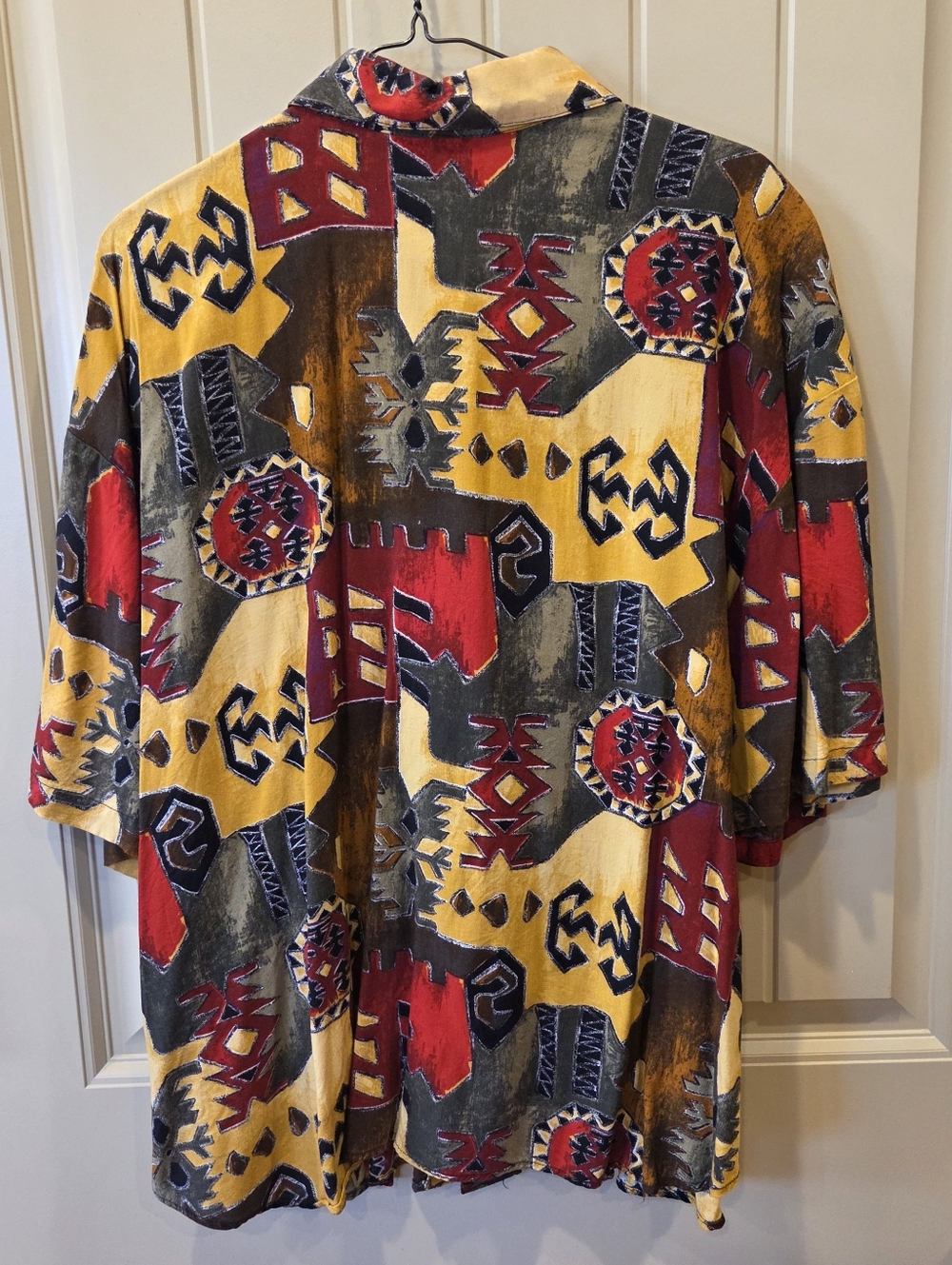 Vintage Cabrais Plus Collection 100% Rayon Abstract Geometric Button Up 22W - Picture 6 of 11